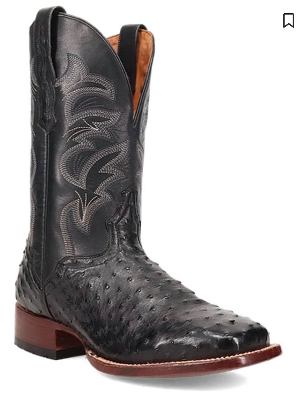 The El Dorado Handmade filled quill  Black Ostrich stockman Western Boot